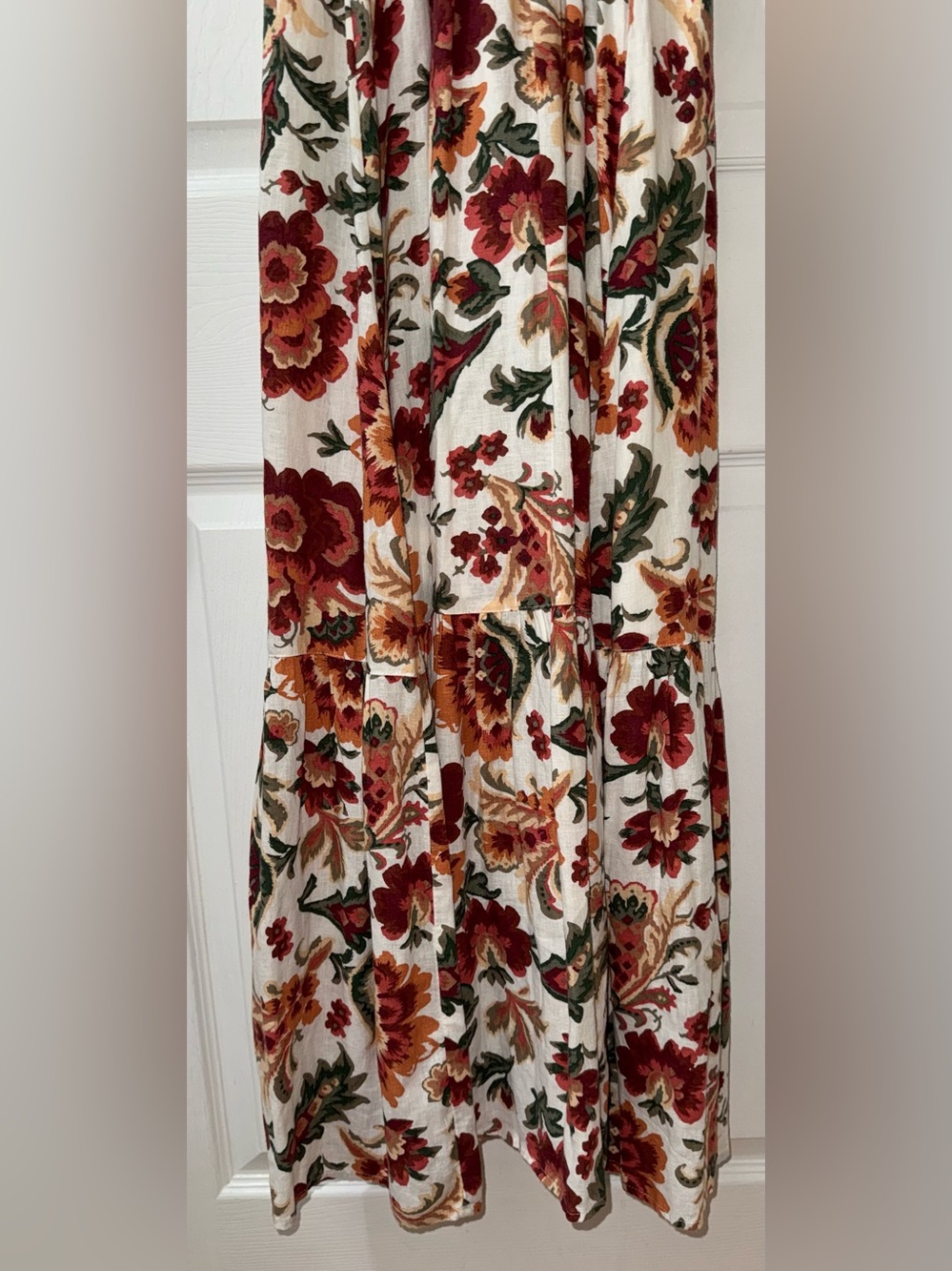 Abercrombie & Fitch Linen-Blend Floral Ruffle Maxi Dress Size XXSP - Picture 6 of 7